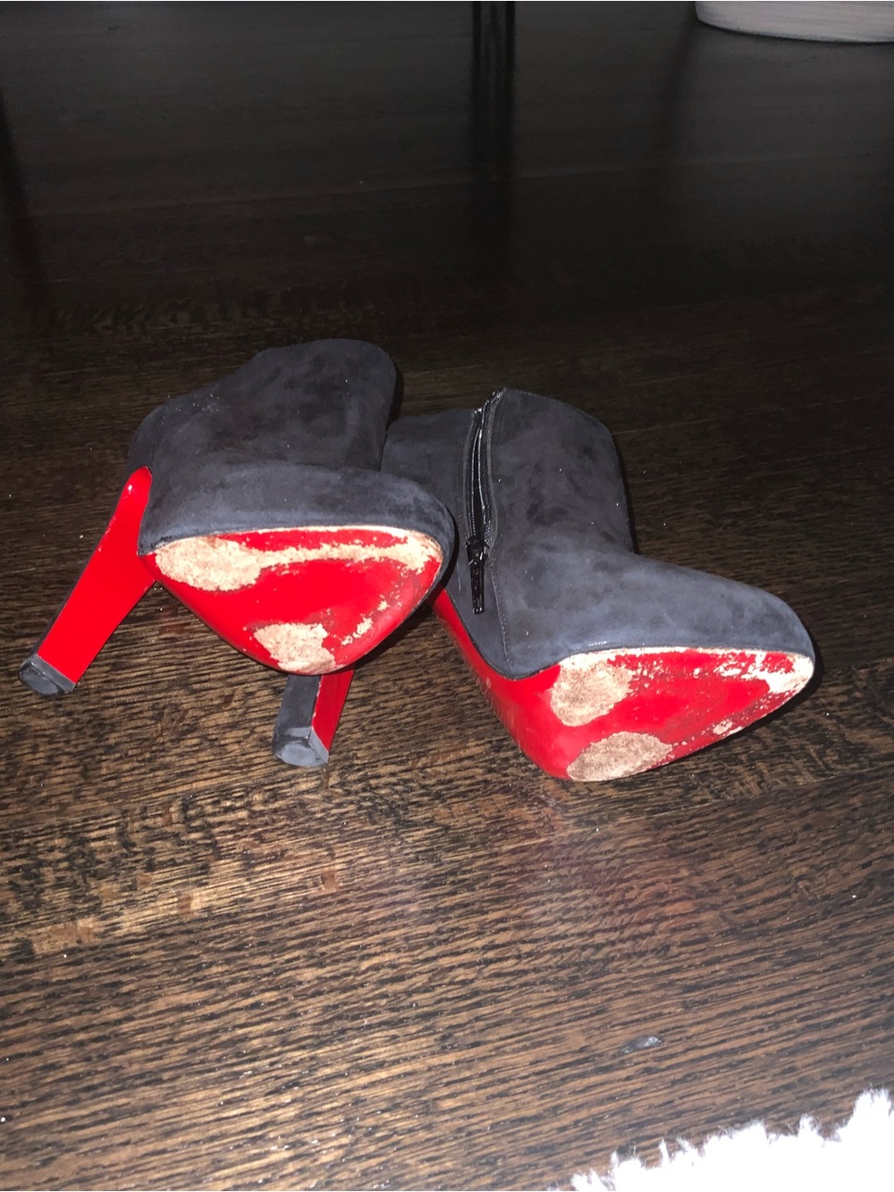 Black Suede High-Heel Ankle Booties - Women's - Picture 3 of 5
